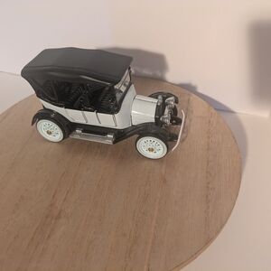 Vintage-Inspired Black and White Toy Car
